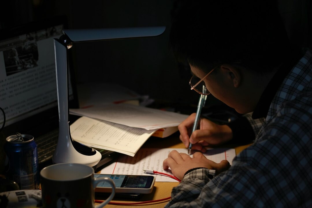 author writing at night