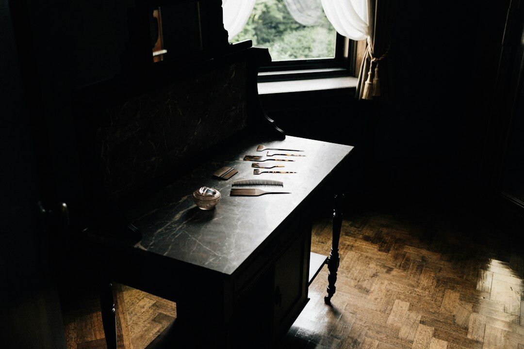 typewriter on wooden table