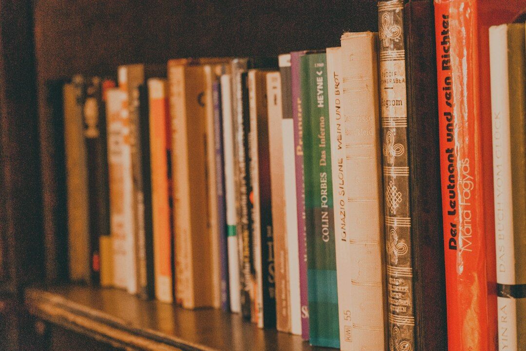 mystery book on shelf