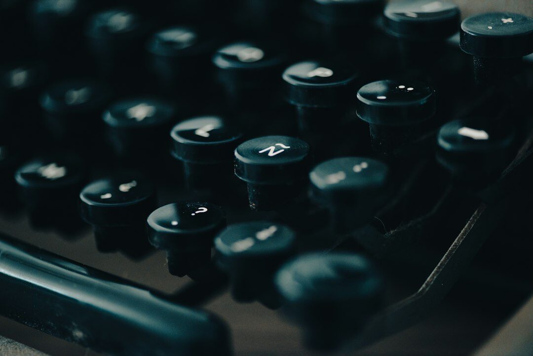 Close up of vintage black typewriter keys