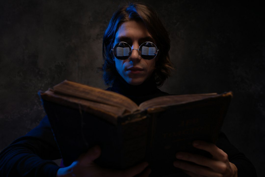 detective reading mystery book